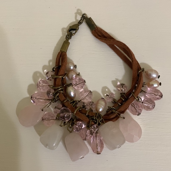 💎Rose Quartz & Cowhide Leather
Necklace & Bracelet Set💎 - Picture 2 of 4